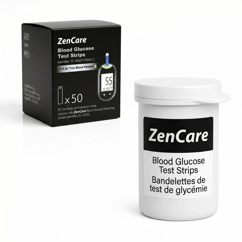 Blood Glucose Test Strips (50 Pack) | ZenCare Glucometer