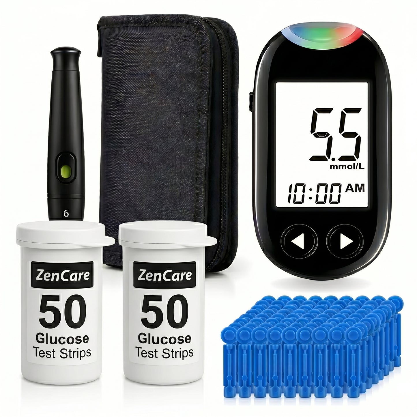 100 Strips & Lancets | FREE Blood Glucose Monitor Kit | Health Canada Licenses | Large Numbers | Battery Included
